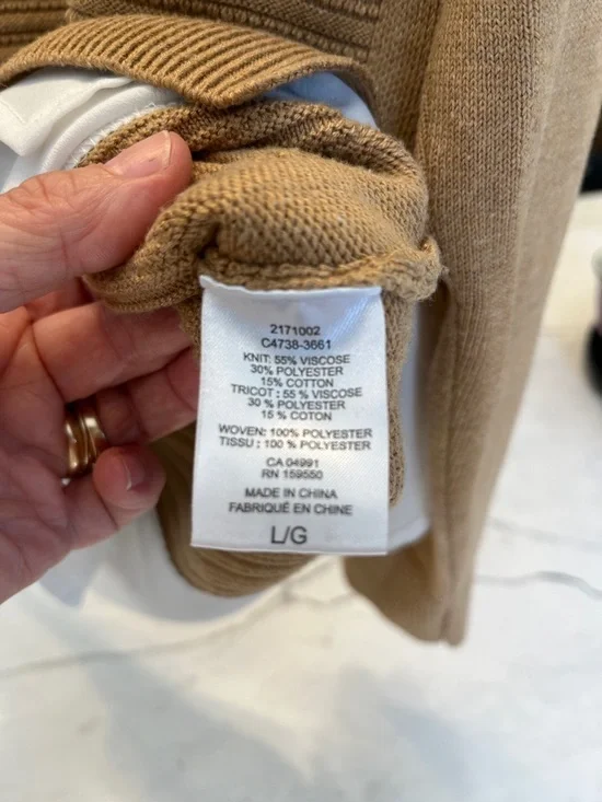 Hilary Radley Camel V-Neck Ribbed Sweater - Picture 6 of 9